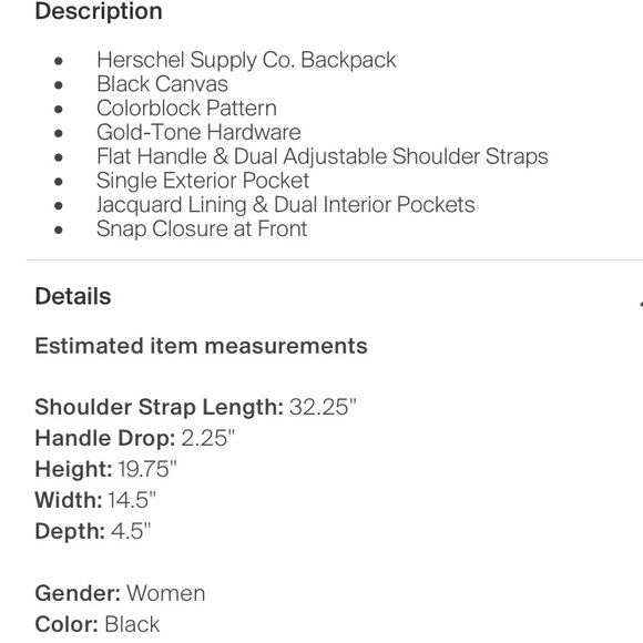 Herschel Tortoiseshell Strap Black Canvas All American Backpack Bag - Picture 10 of 12